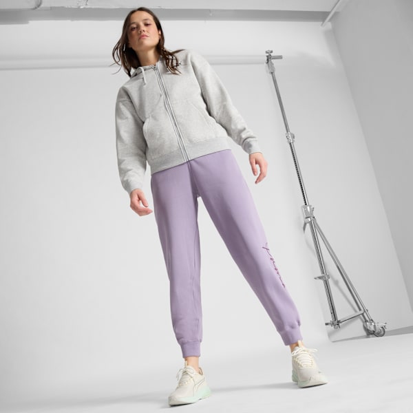 Chandail à capuchon en molleton confortable à fermeture éclair entière Essentials Small avec logo n<sup>o</sup> 1 Femme, Light Gray Heather, extralarge